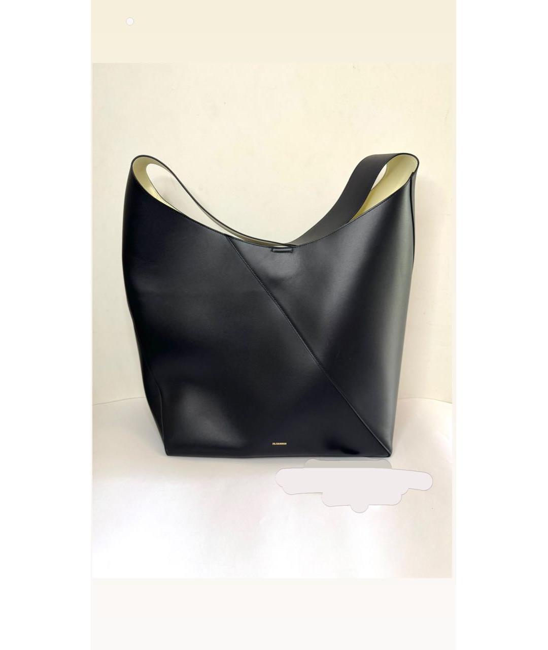 JIL SANDER Черная кожаная сумка тоут, фото 3