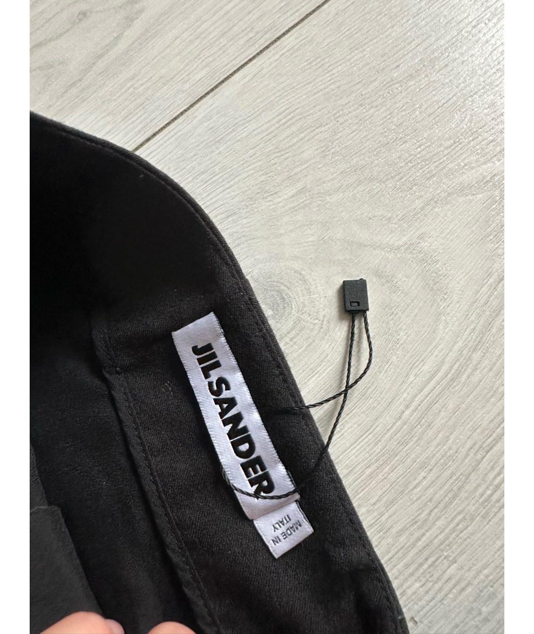 JIL SANDER Черные шерстяные прямые брюки, фото 3