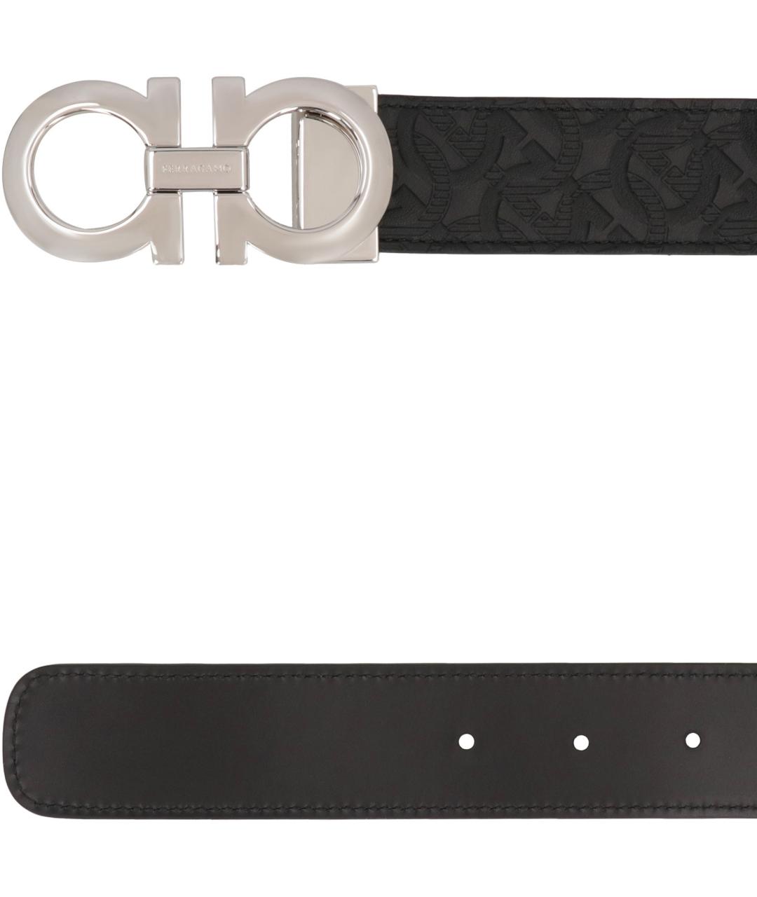 FERRAGAMO Черный кожаный ремень, фото 4