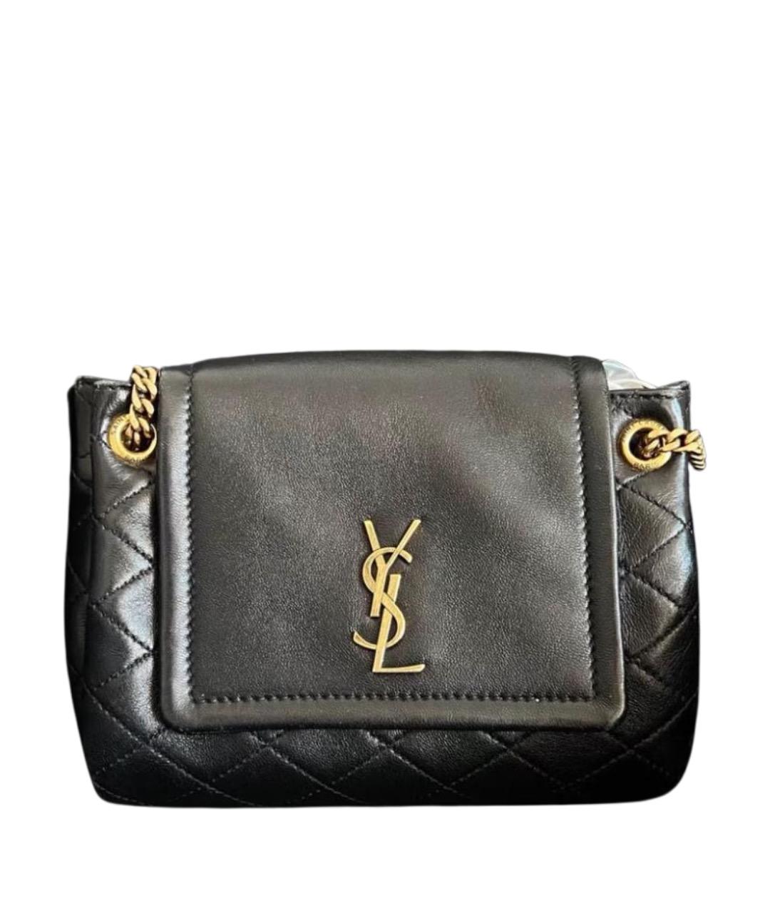 SAINT LAURENT Черная кожаная сумка через плечо, фото 1