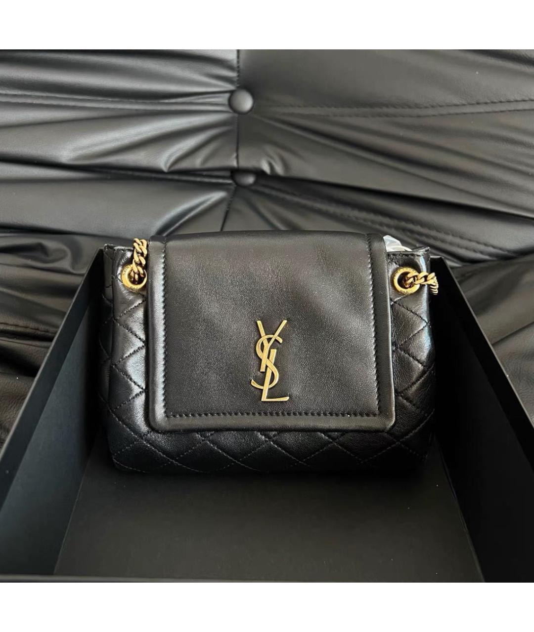 SAINT LAURENT Черная кожаная сумка через плечо, фото 2