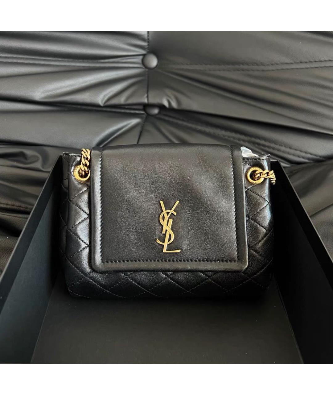 SAINT LAURENT Черная кожаная сумка через плечо, фото 9