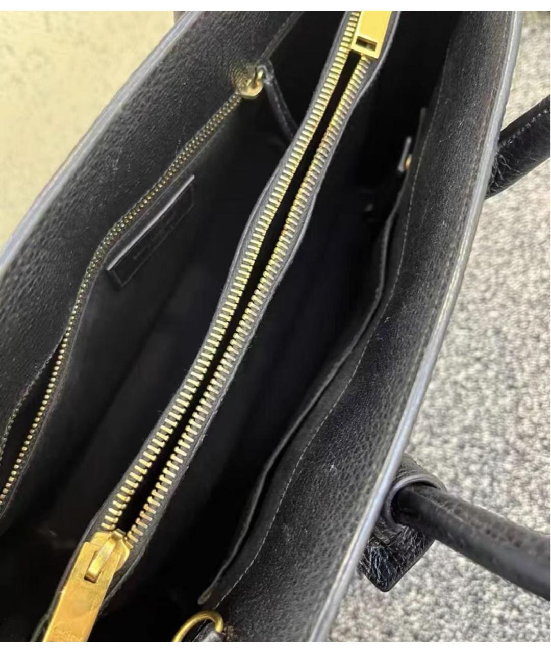 SAINT LAURENT Темно-синяя кожаная сумка с короткими ручками, фото 6