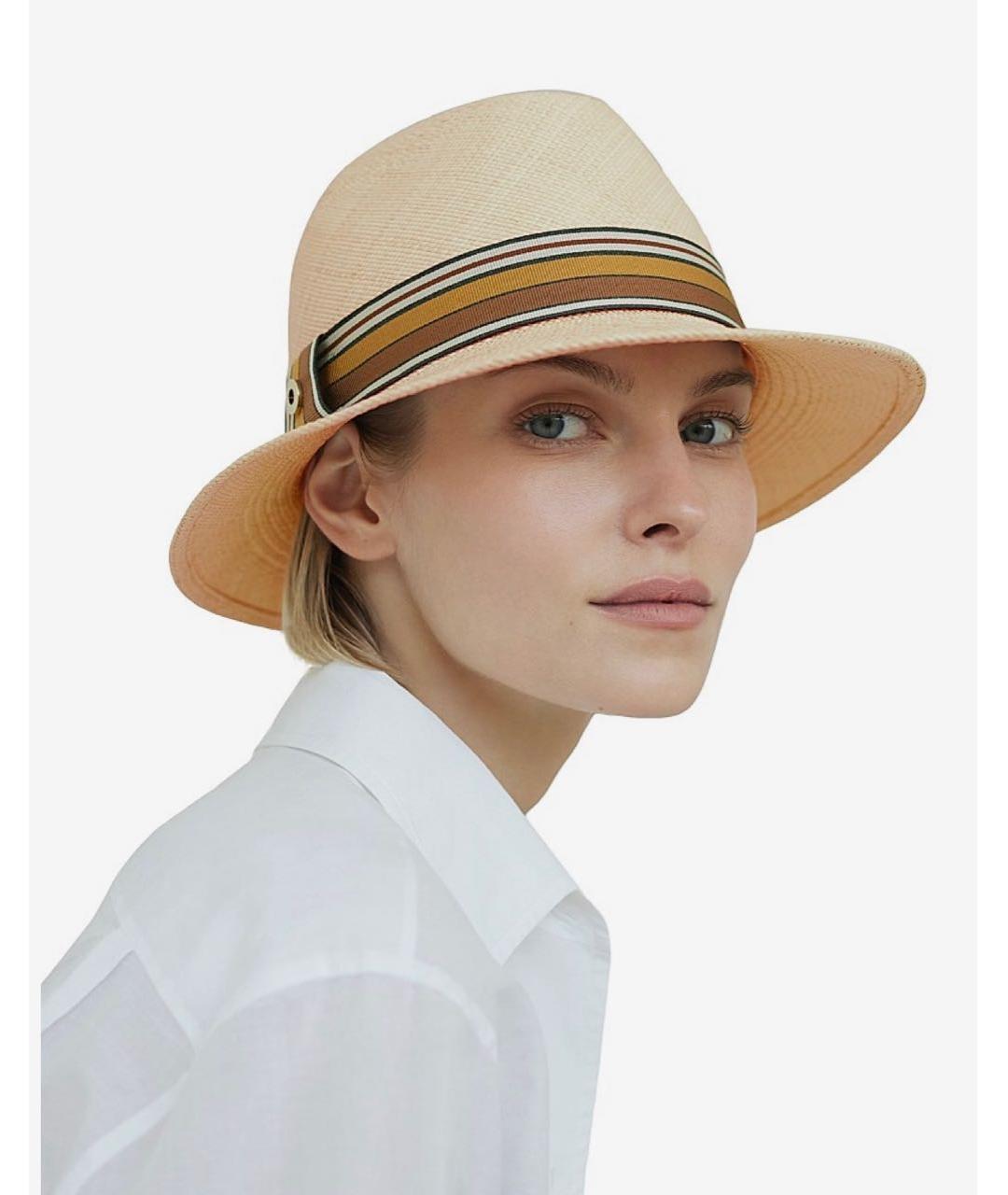 LORO PIANA Бежевая соломенная шляпа, фото 2
