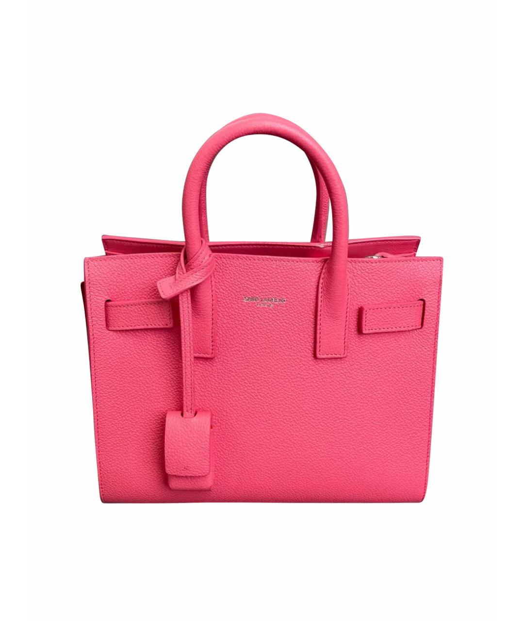 SAINT LAURENT Розовая кожаная сумка с короткими ручками, фото 1