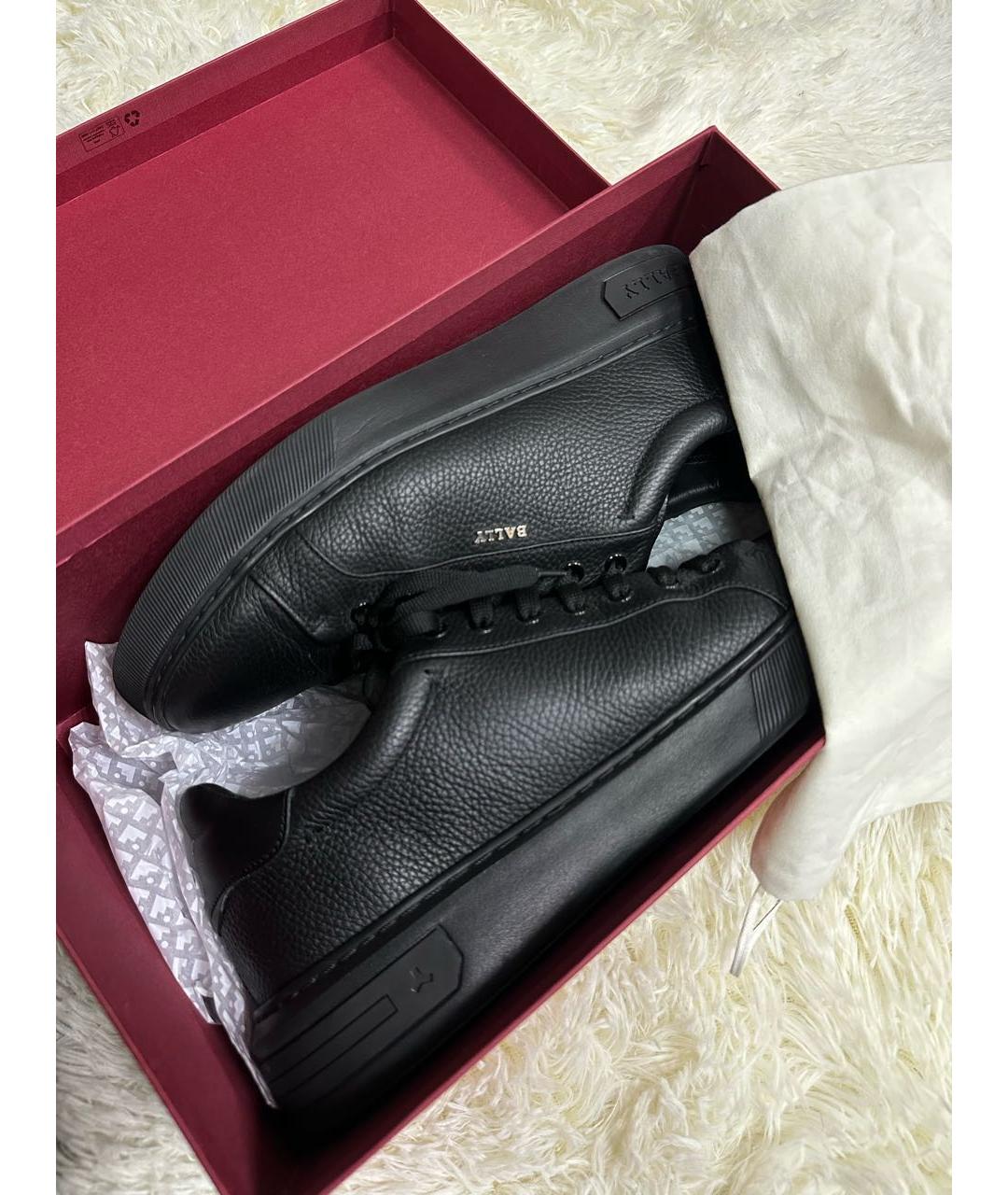 BALLY Черные кожаные низкие кроссовки / кеды, фото 3