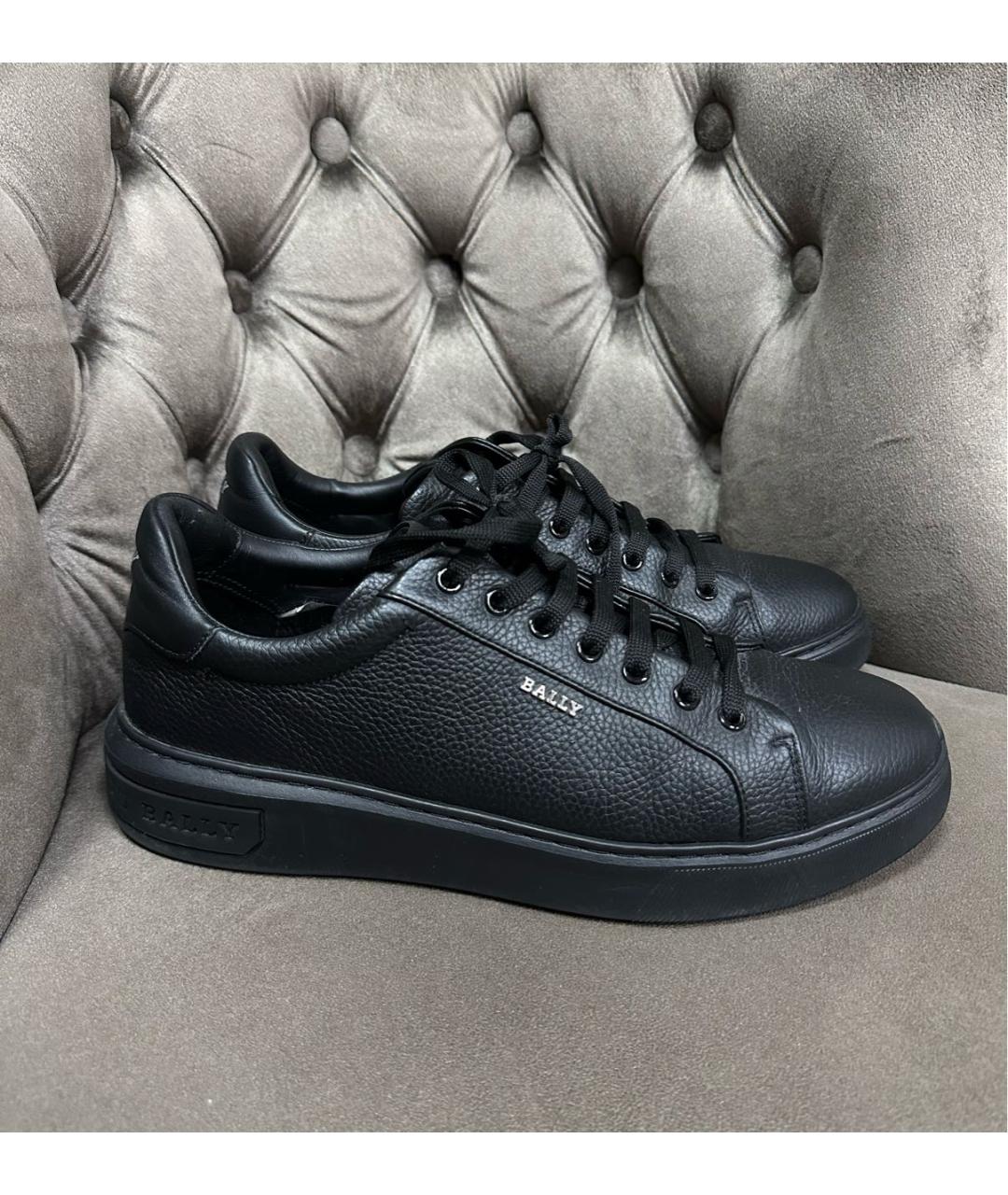 BALLY Черные кожаные низкие кроссовки / кеды, фото 7