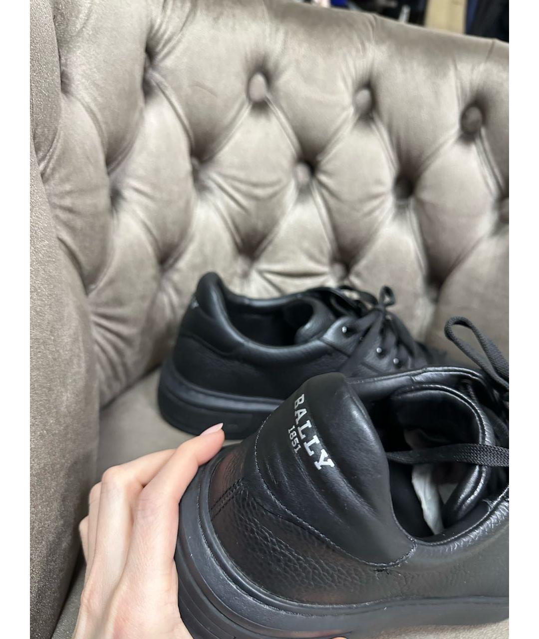 BALLY Черные кожаные низкие кроссовки / кеды, фото 4