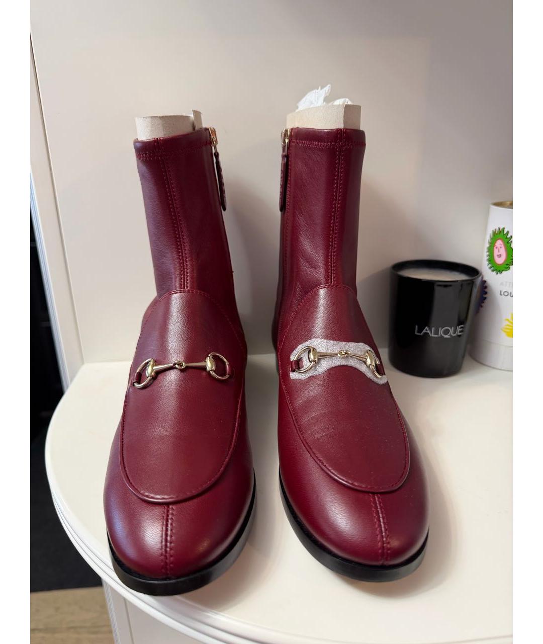 GUCCI Бордовые кожаные полусапоги, фото 2