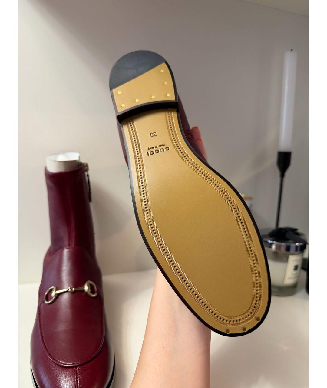 GUCCI Бордовые кожаные полусапоги, фото 3