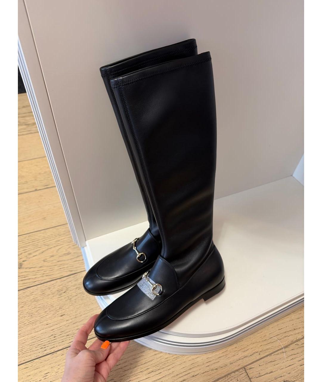 GUCCI Черные кожаные сапоги, фото 3