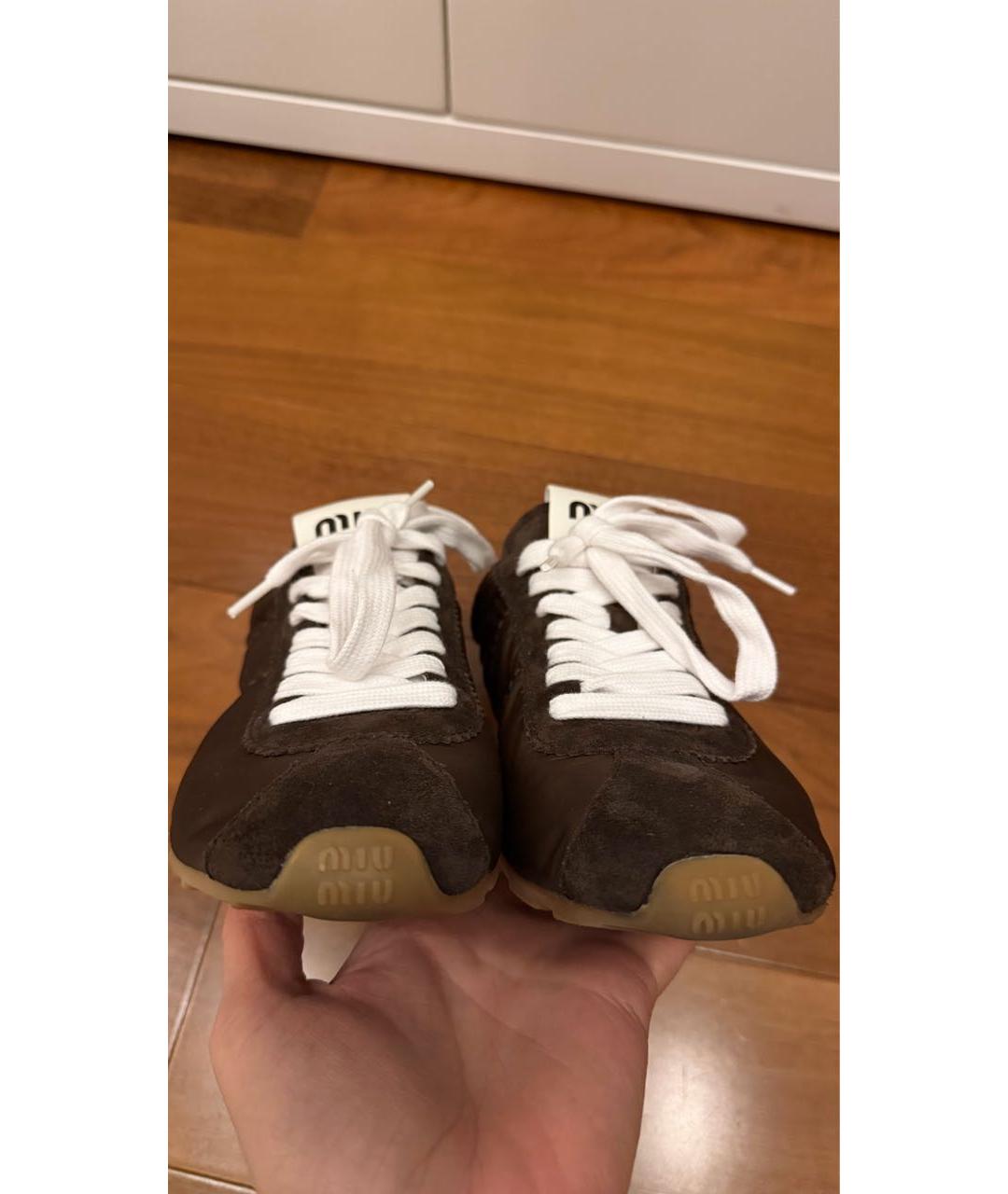 MIU MIU Коричневые текстильные кеды, фото 7