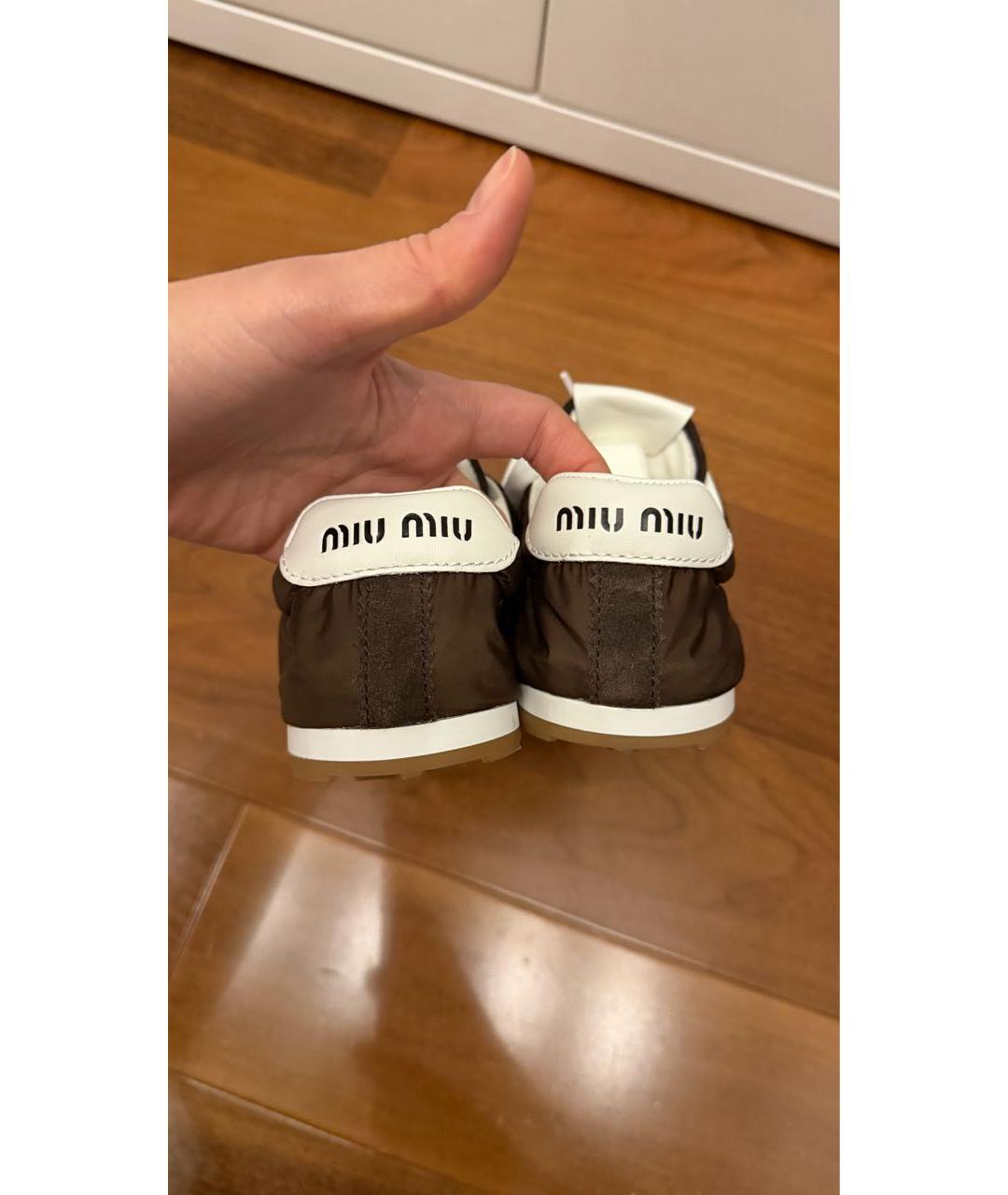 MIU MIU Коричневые текстильные кеды, фото 5