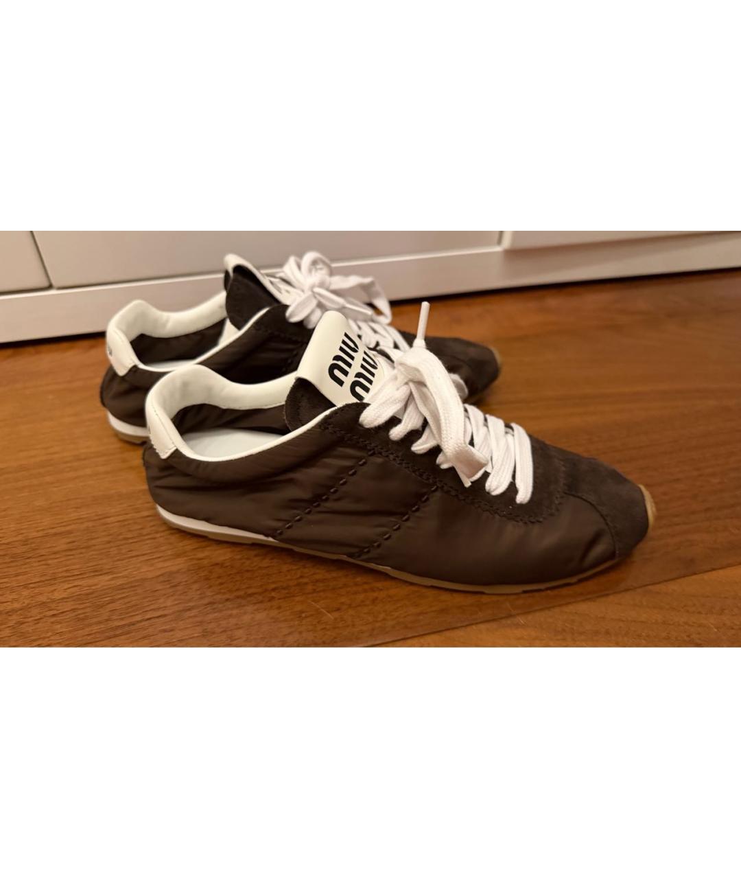 MIU MIU Коричневые текстильные кеды, фото 8