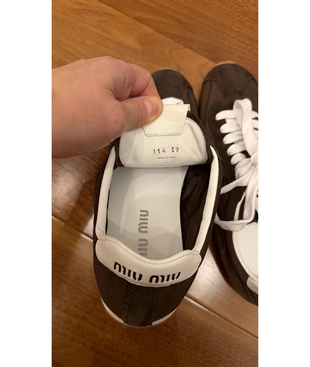 MIU MIU Коричневые текстильные кеды, фото 3