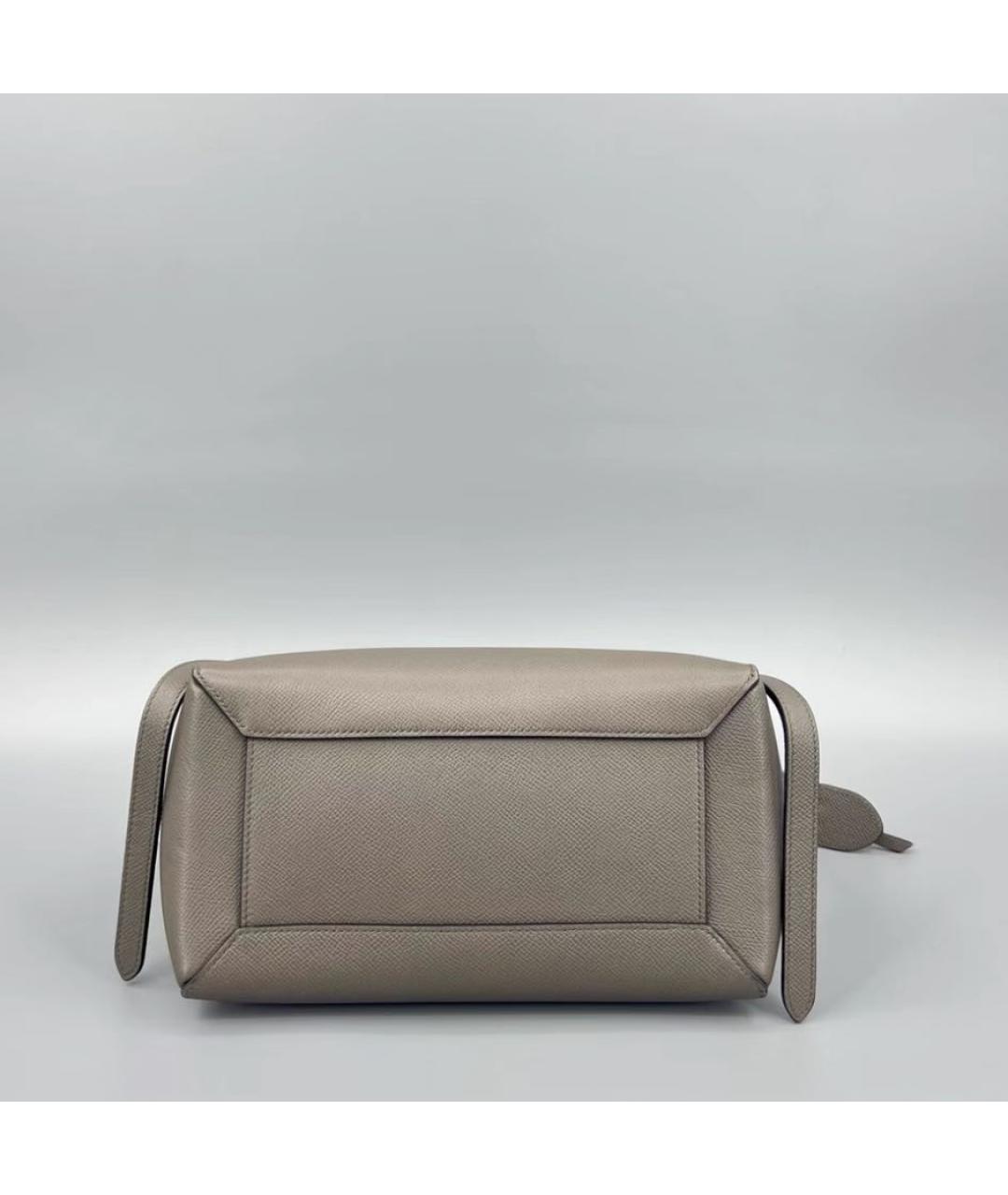 CELINE Серая кожаная сумка с короткими ручками, фото 5