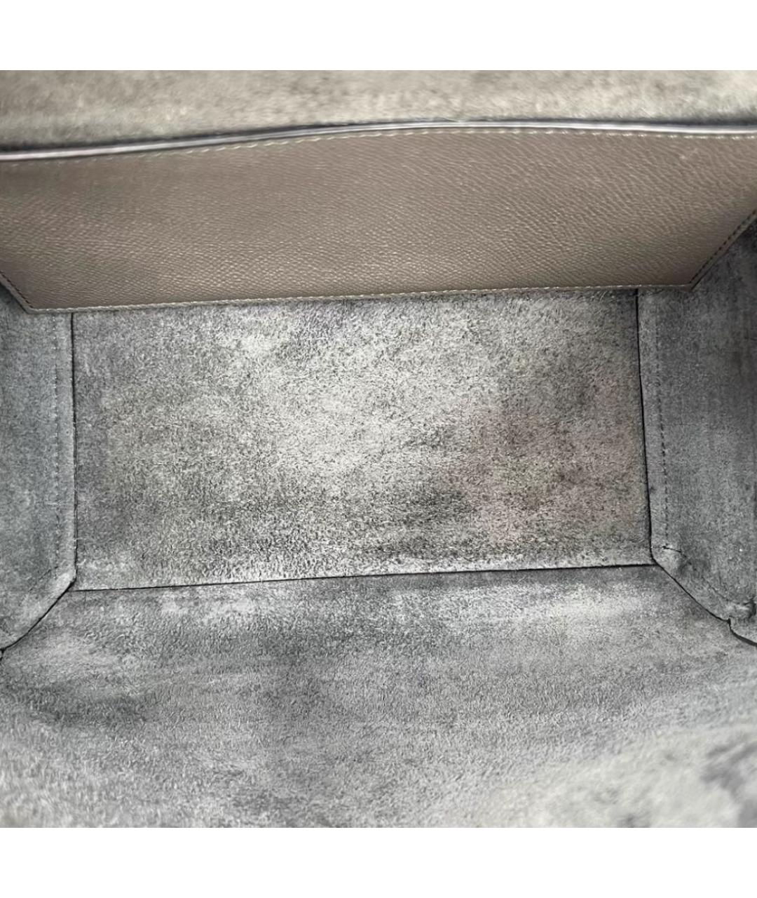 CELINE Серая кожаная сумка с короткими ручками, фото 8