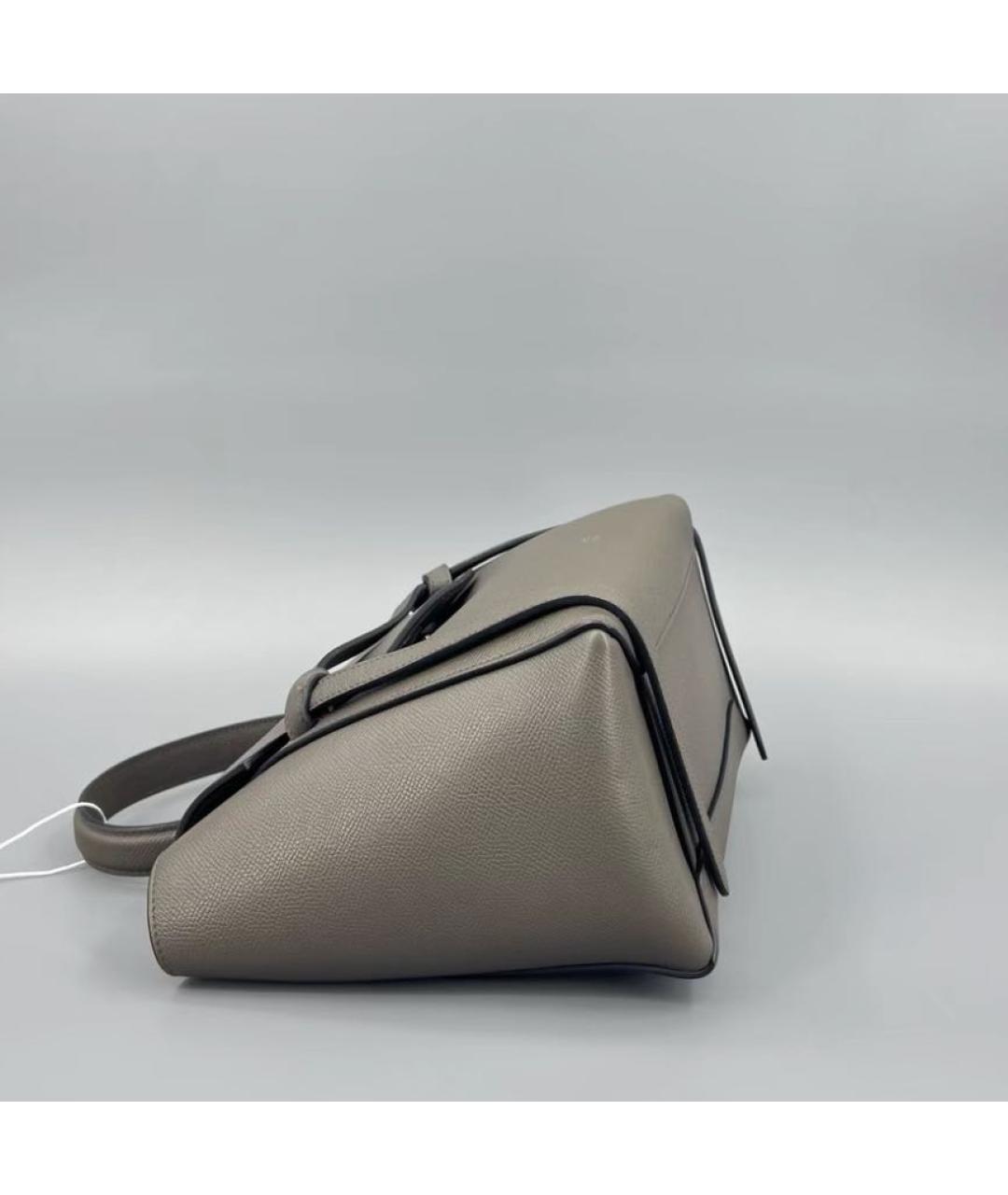CELINE Серая кожаная сумка с короткими ручками, фото 4