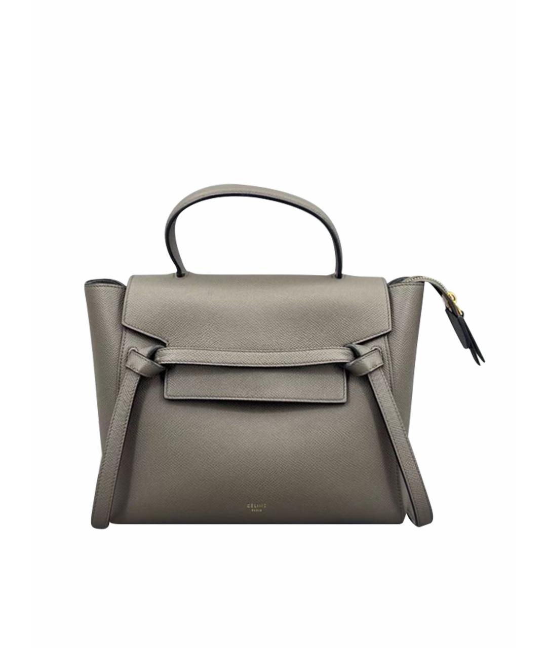 CELINE Серая кожаная сумка с короткими ручками, фото 1