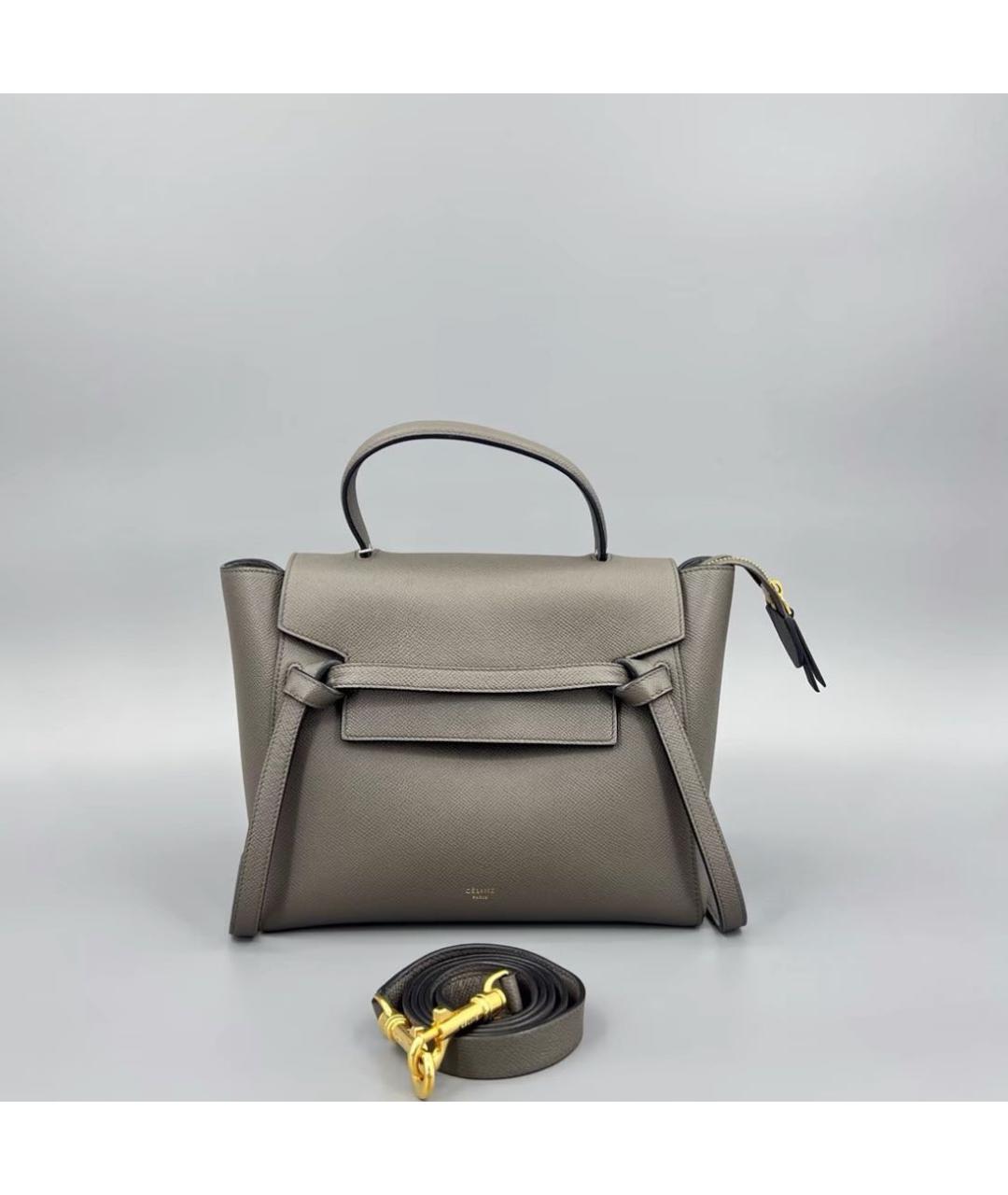 CELINE Серая кожаная сумка с короткими ручками, фото 2