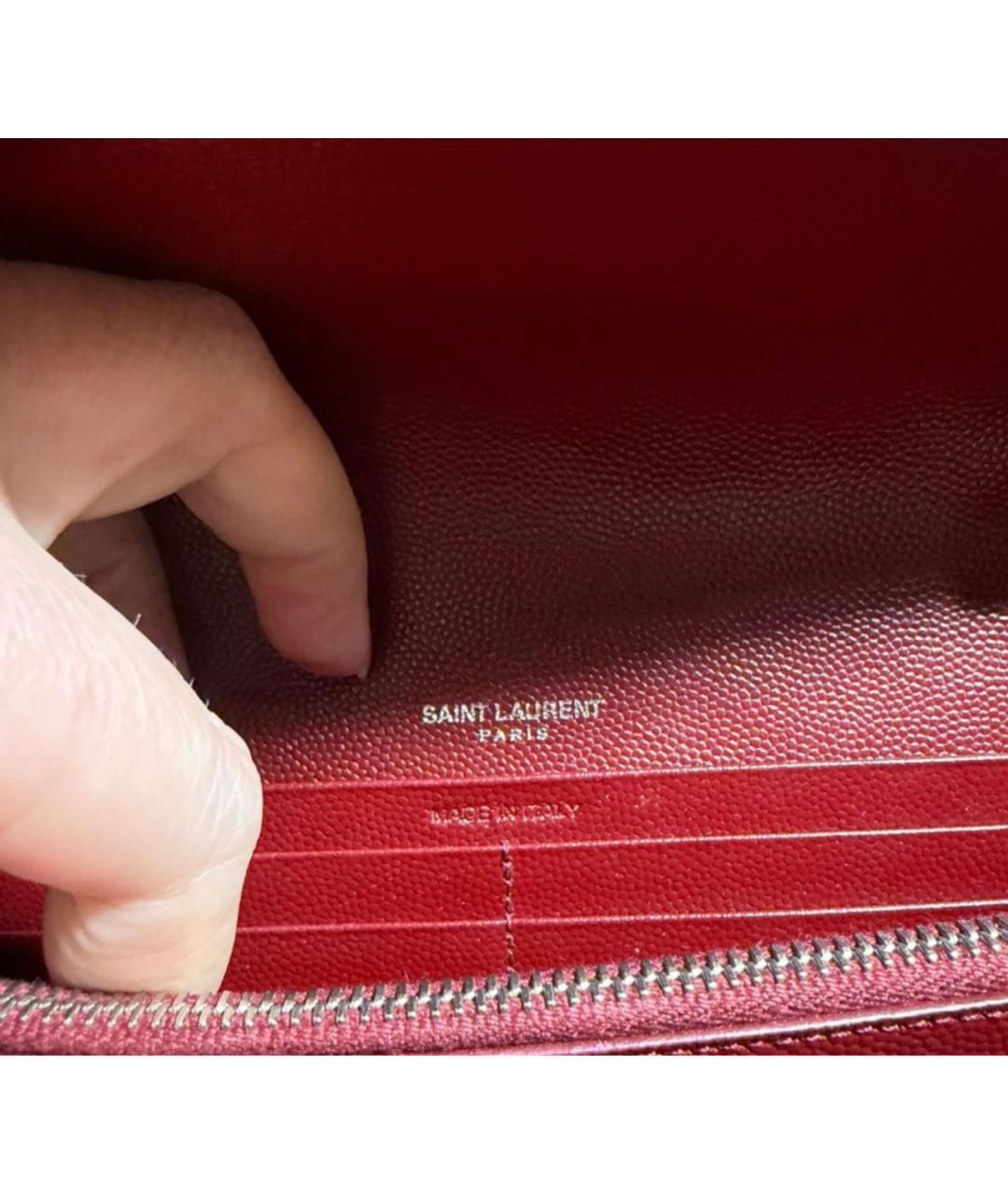 SAINT LAURENT Бордовая кожаная сумка через плечо, фото 4