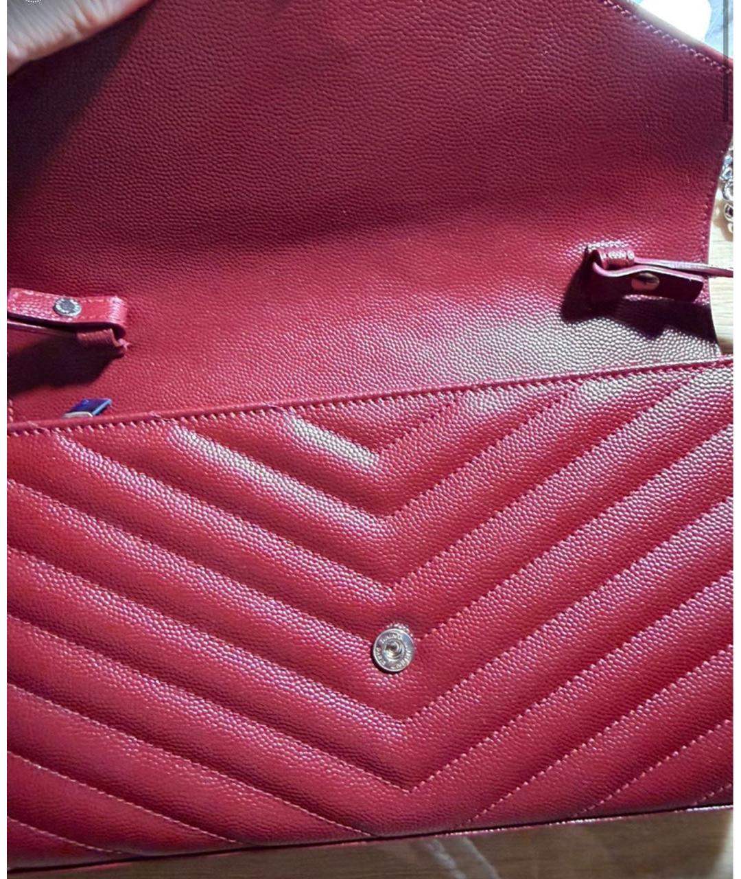 SAINT LAURENT Бордовая кожаная сумка через плечо, фото 2