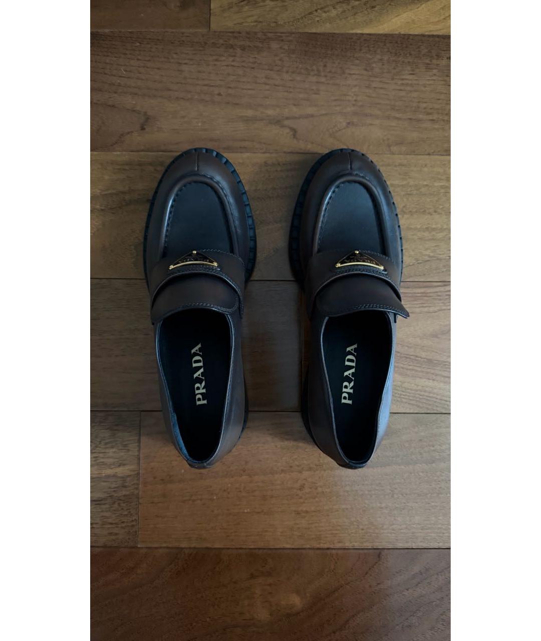 PRADA Коричневые кожаные лоферы, фото 3