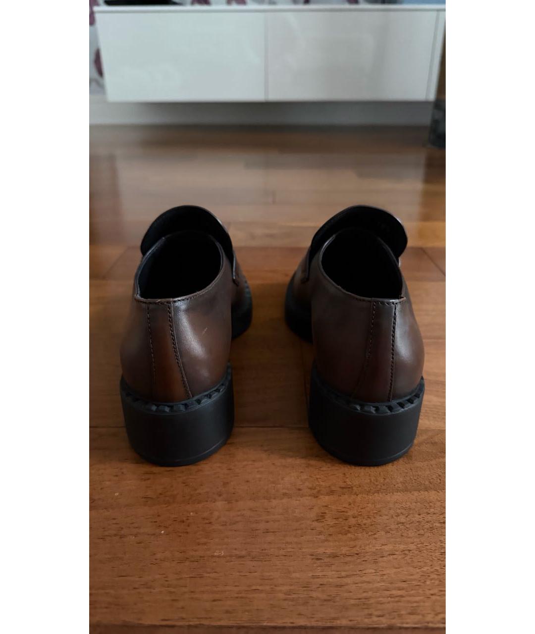 PRADA Коричневые кожаные лоферы, фото 4