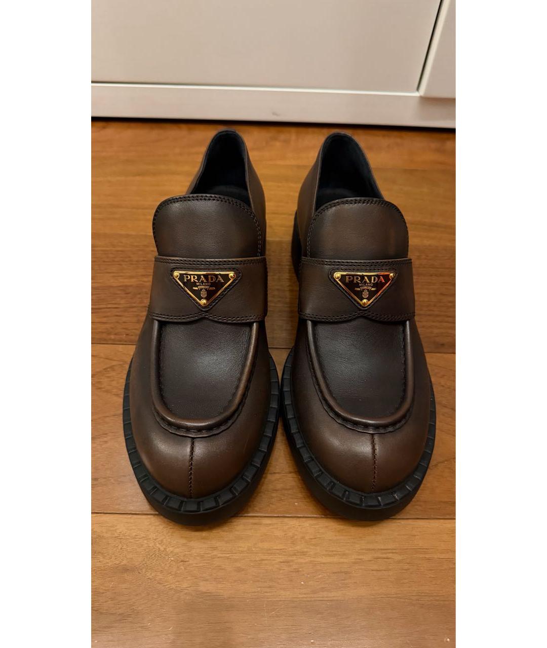 PRADA Коричневые кожаные лоферы, фото 7