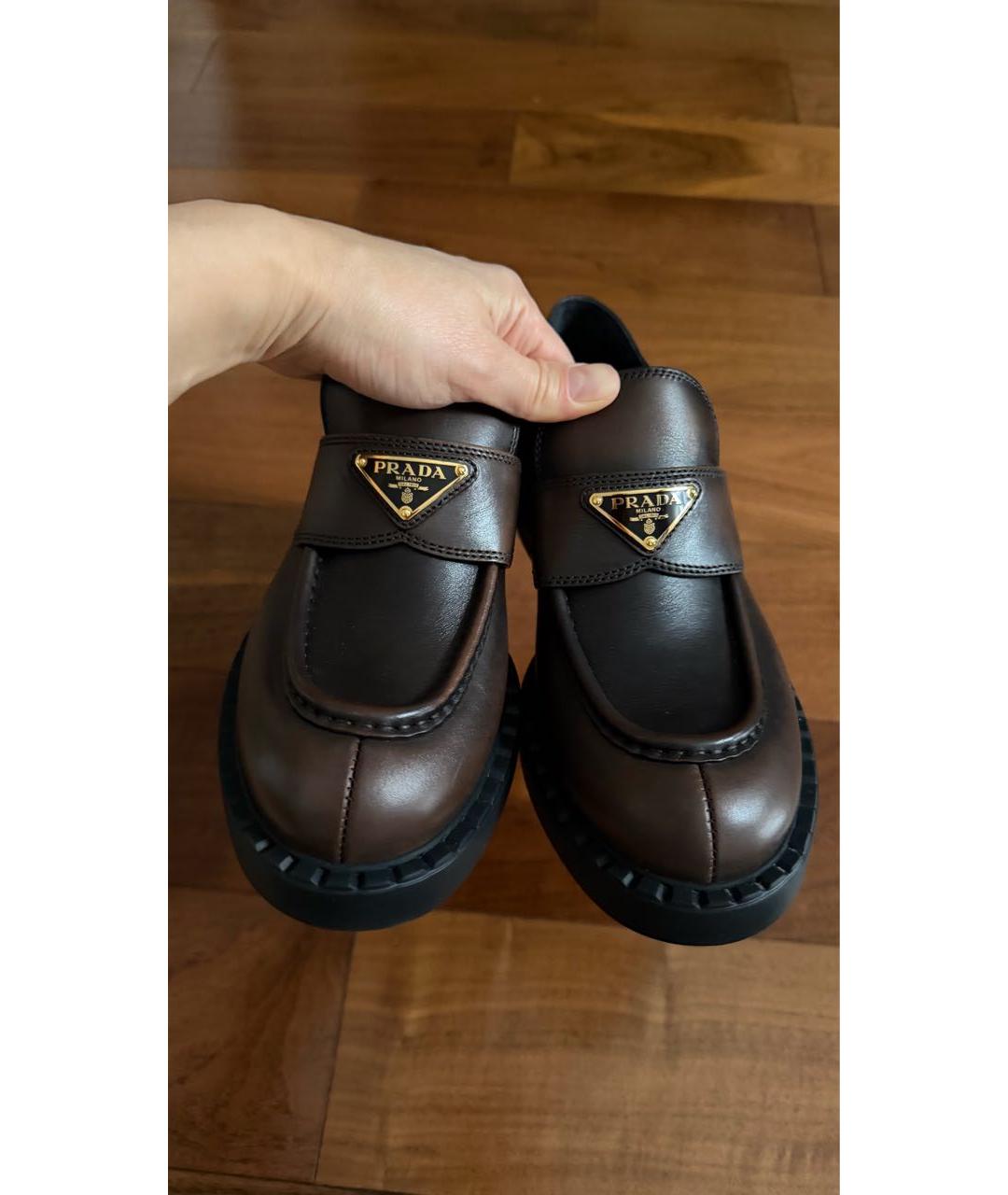 PRADA Коричневые кожаные лоферы, фото 6