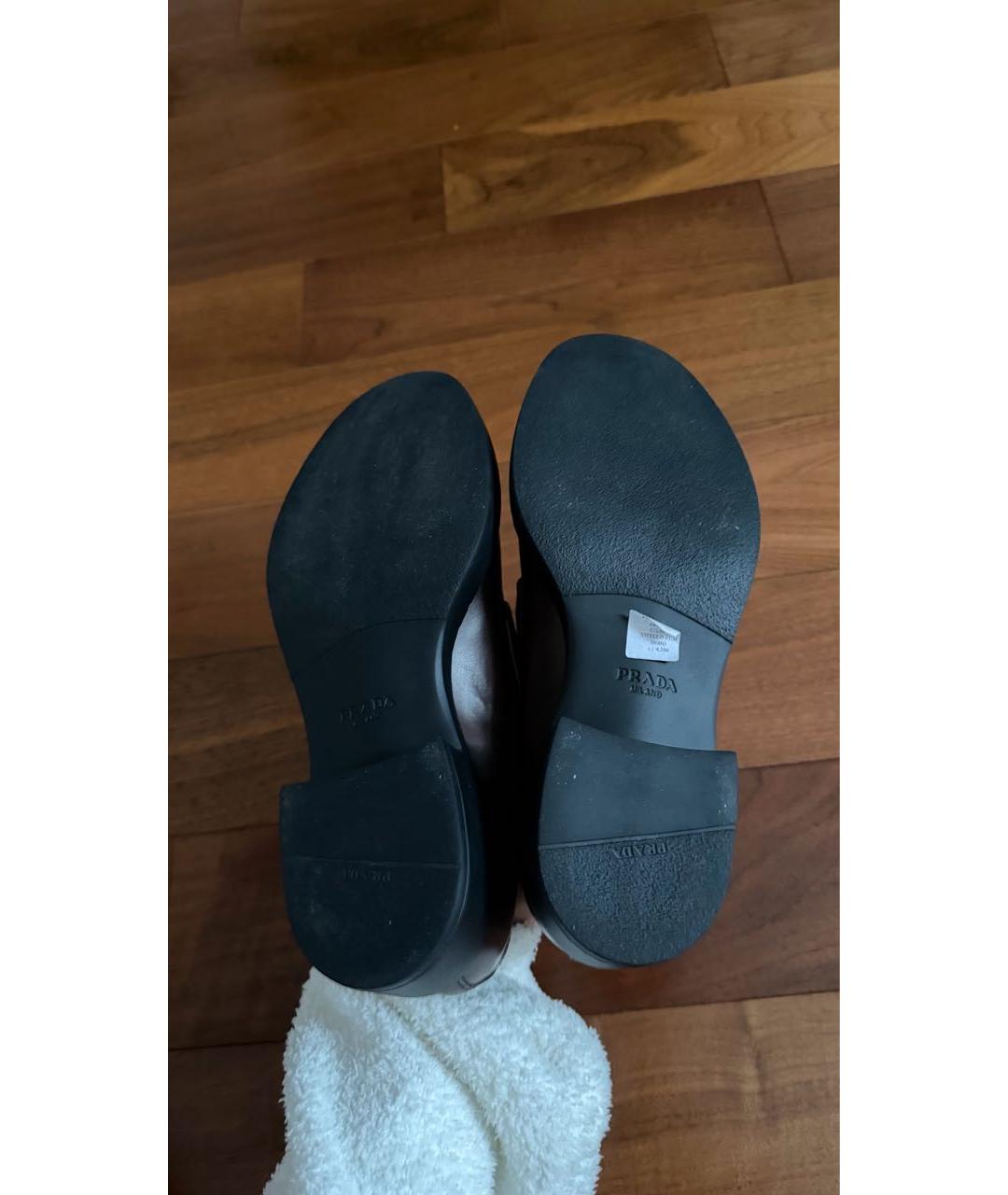 PRADA Коричневые кожаные лоферы, фото 5