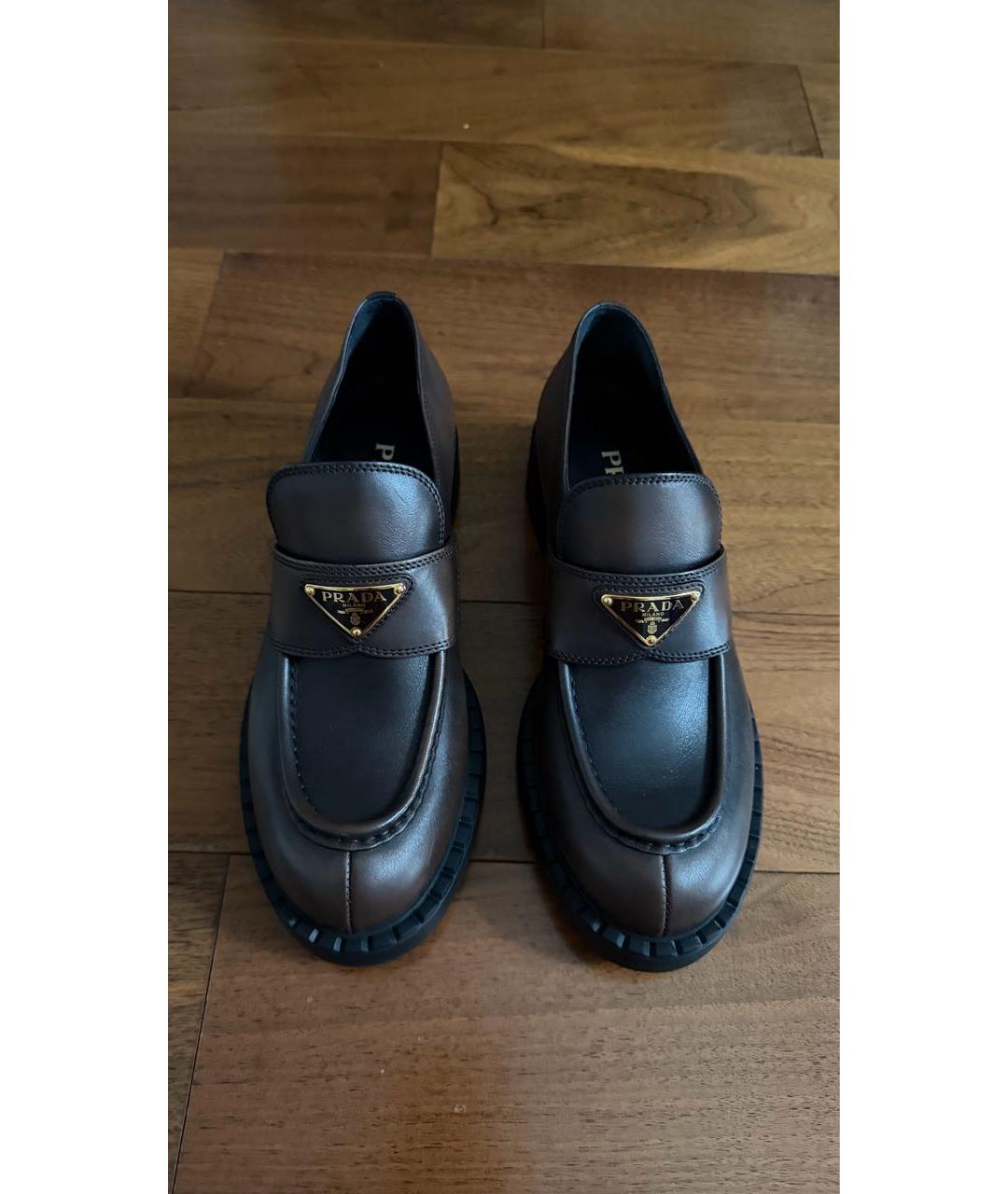 PRADA Коричневые кожаные лоферы, фото 2