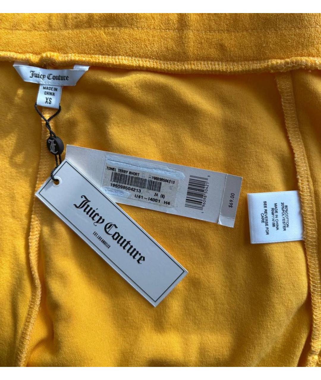 JUICY COUTURE Желтые хлопковые шорты, фото 4