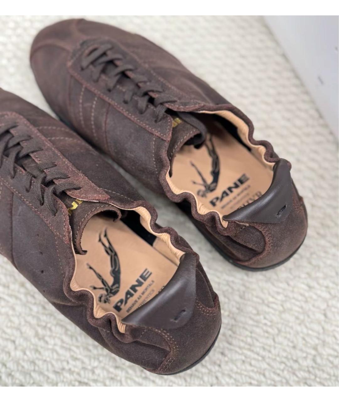 PANE Коричневые замшевые низкие кроссовки / кеды, фото 7