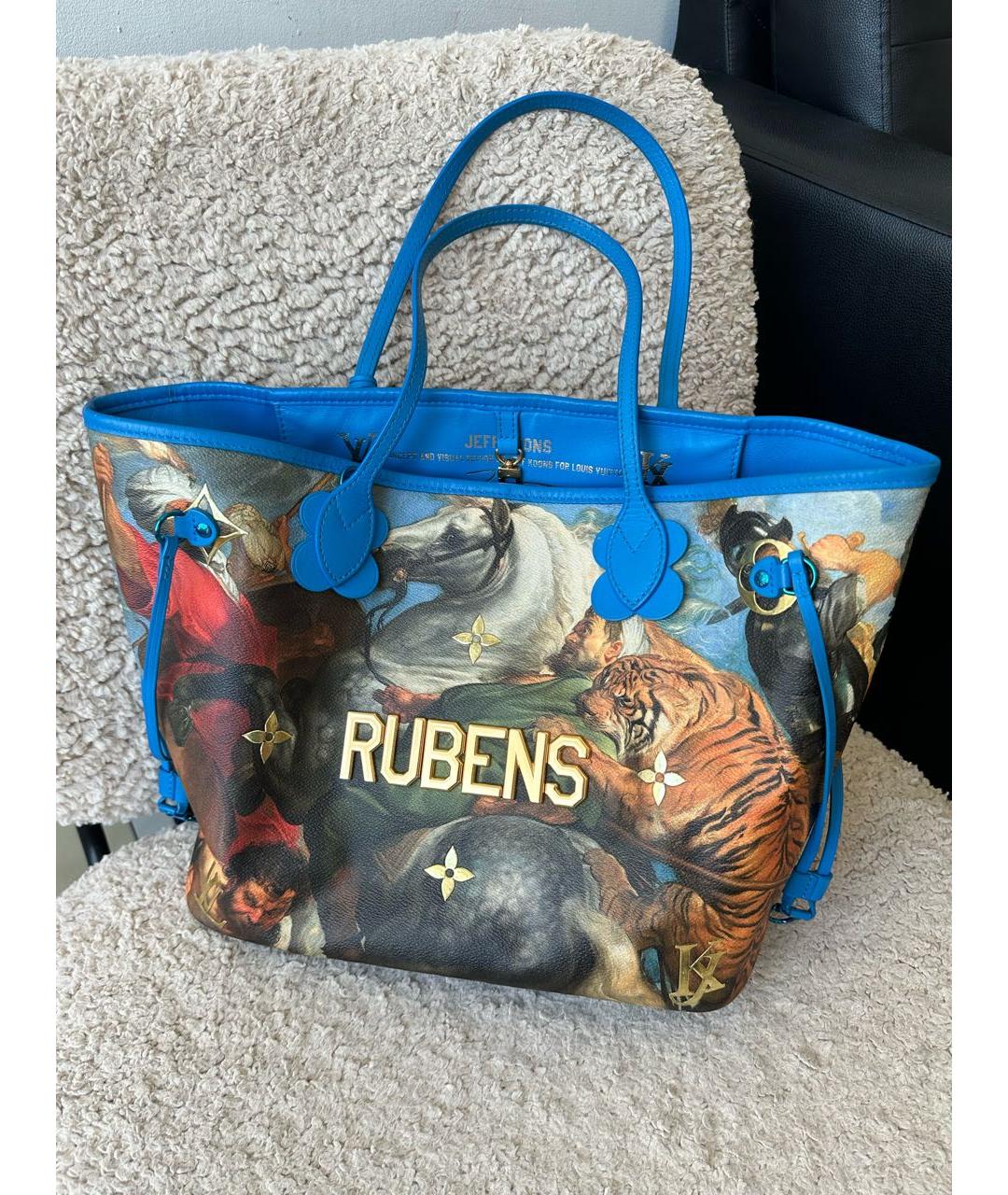 LOUIS VUITTON Синяя кожаная сумка тоут, фото 9