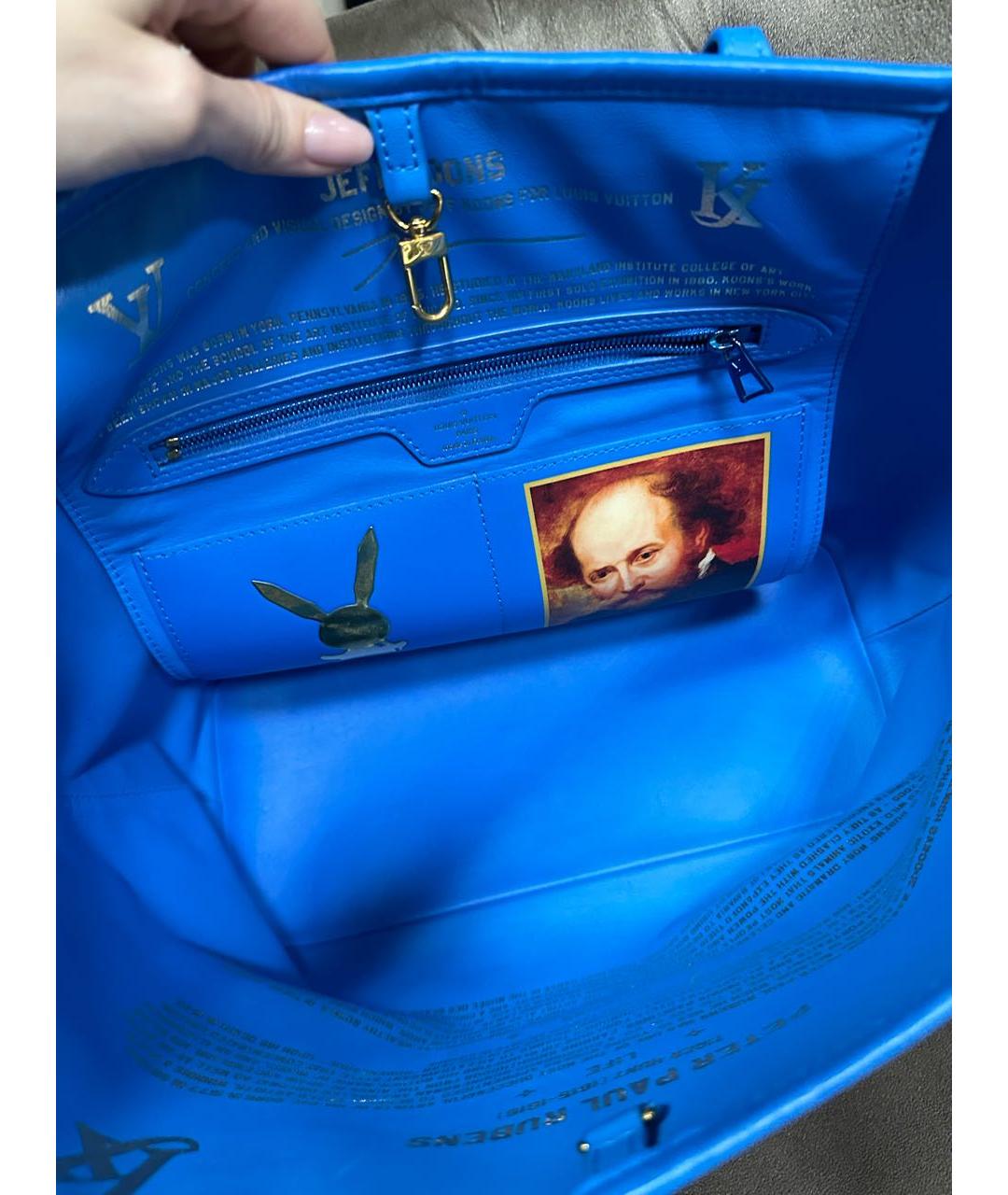 LOUIS VUITTON Синяя кожаная сумка тоут, фото 4