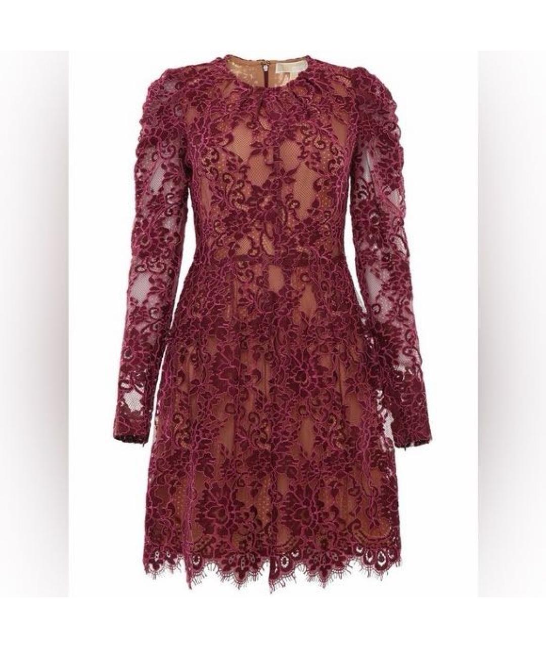 MICHAEL KORS Бордовое кружевное коктейльное платье, фото 8