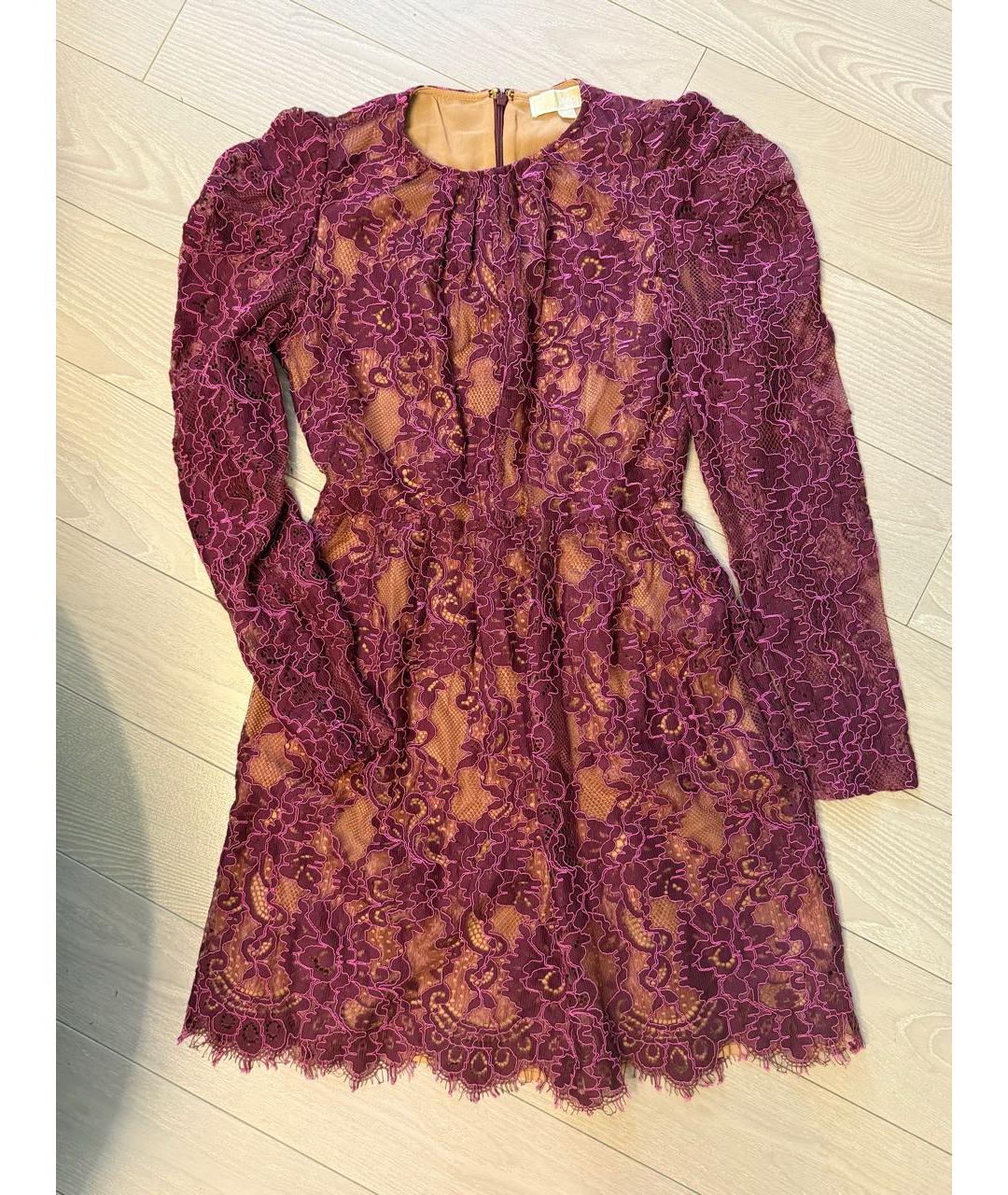 MICHAEL KORS Бордовое кружевное коктейльное платье, фото 6