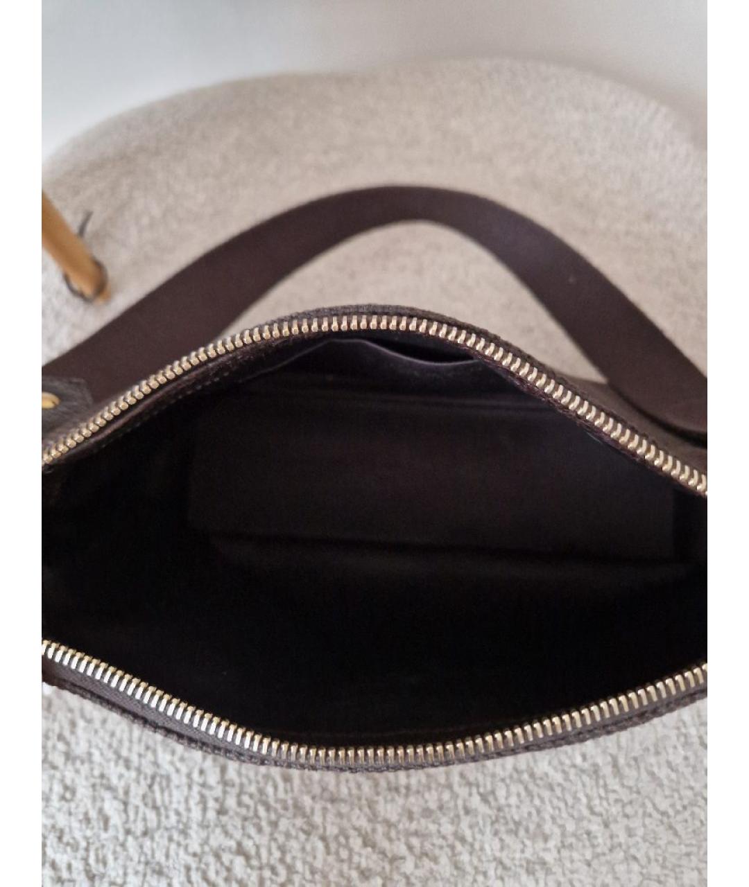 SAINT LAURENT Коричневая тканевая сумка через плечо, фото 4