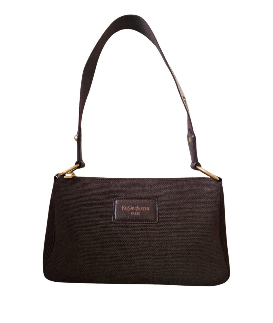 SAINT LAURENT Коричневая тканевая сумка через плечо, фото 1