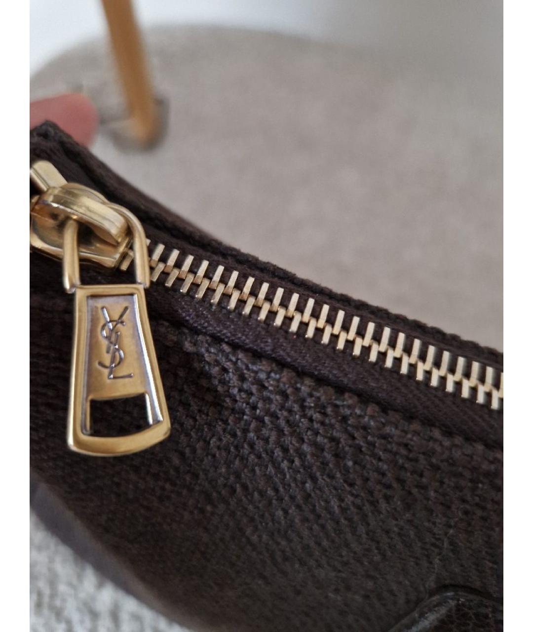 SAINT LAURENT Коричневая тканевая сумка через плечо, фото 9