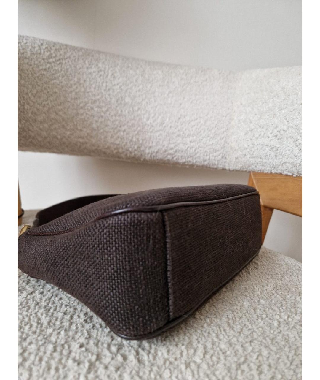 SAINT LAURENT Коричневая тканевая сумка через плечо, фото 7