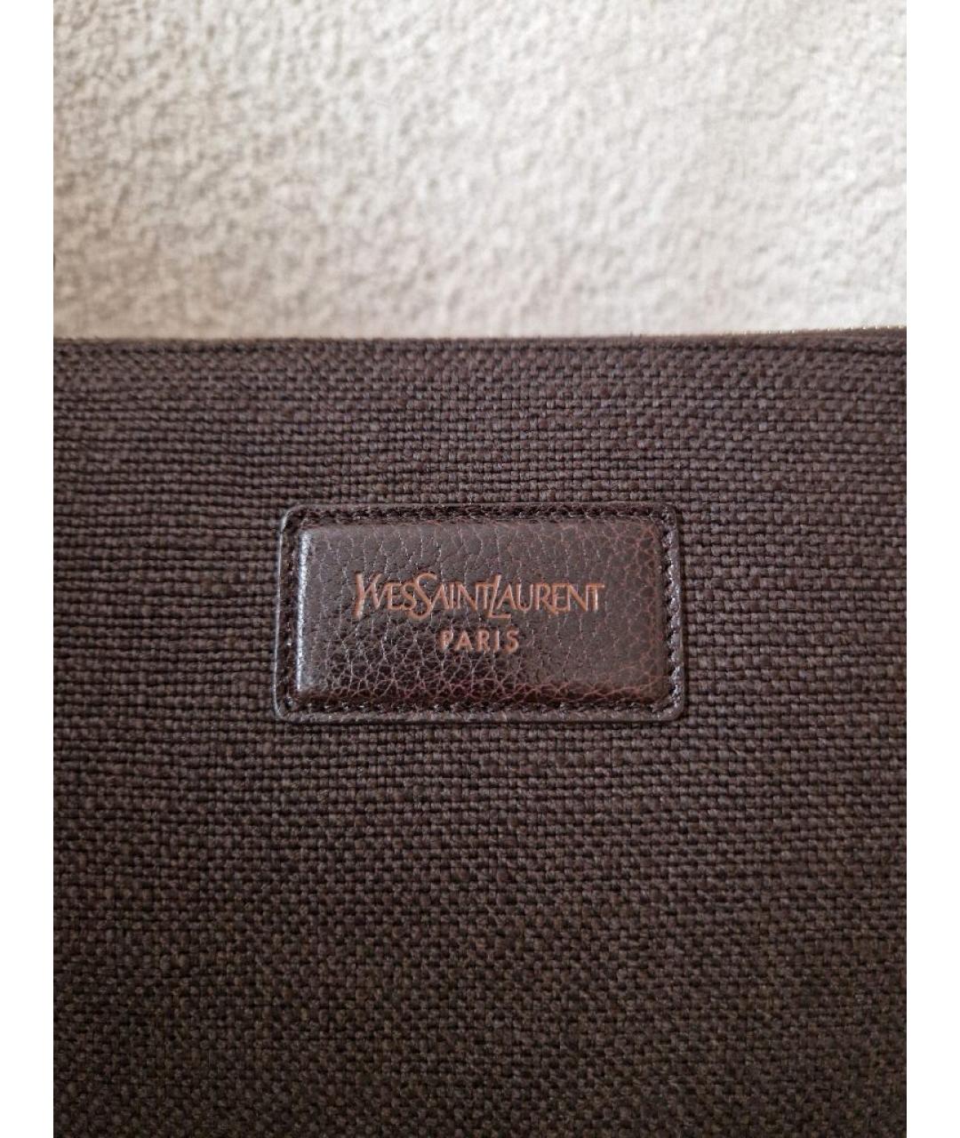 SAINT LAURENT Коричневая тканевая сумка через плечо, фото 5