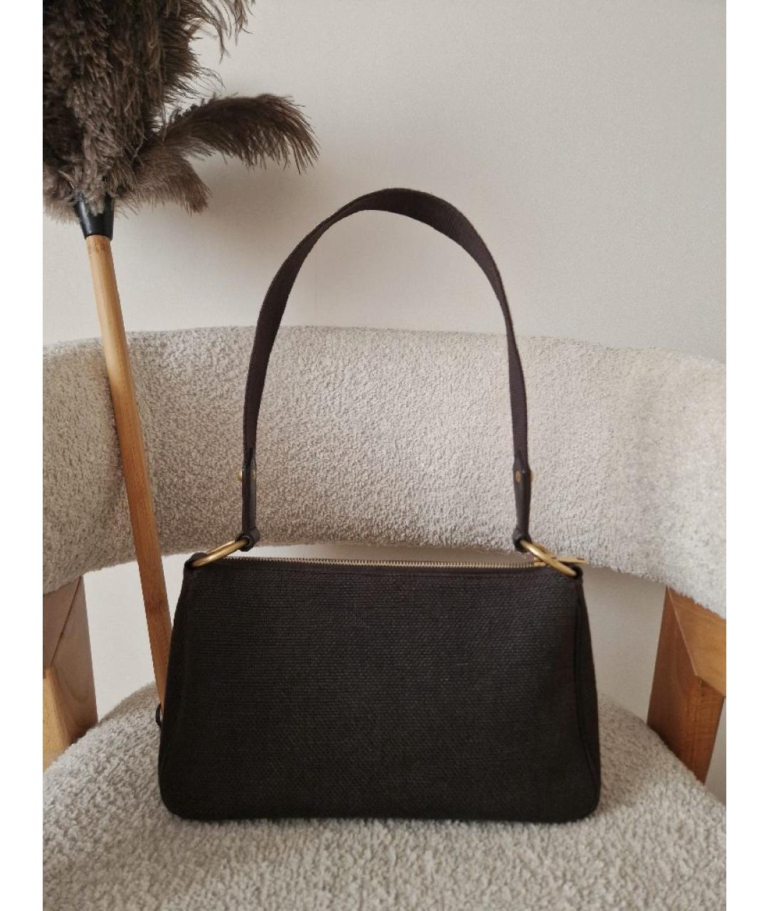 SAINT LAURENT Коричневая тканевая сумка через плечо, фото 3