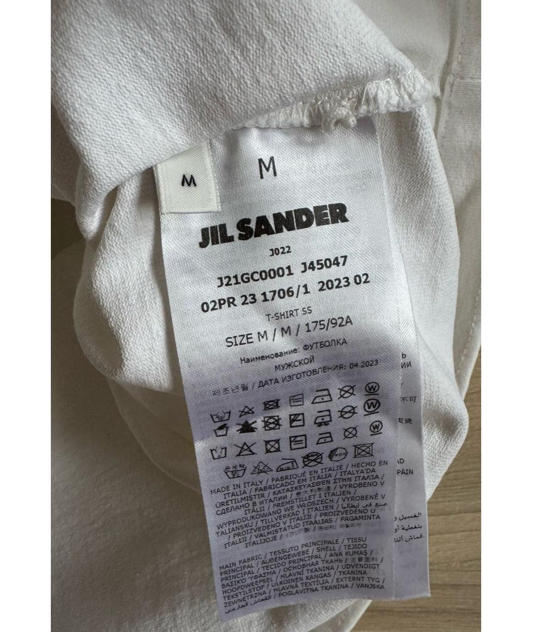 JIL SANDER Белая хлопковая футболка, фото 4