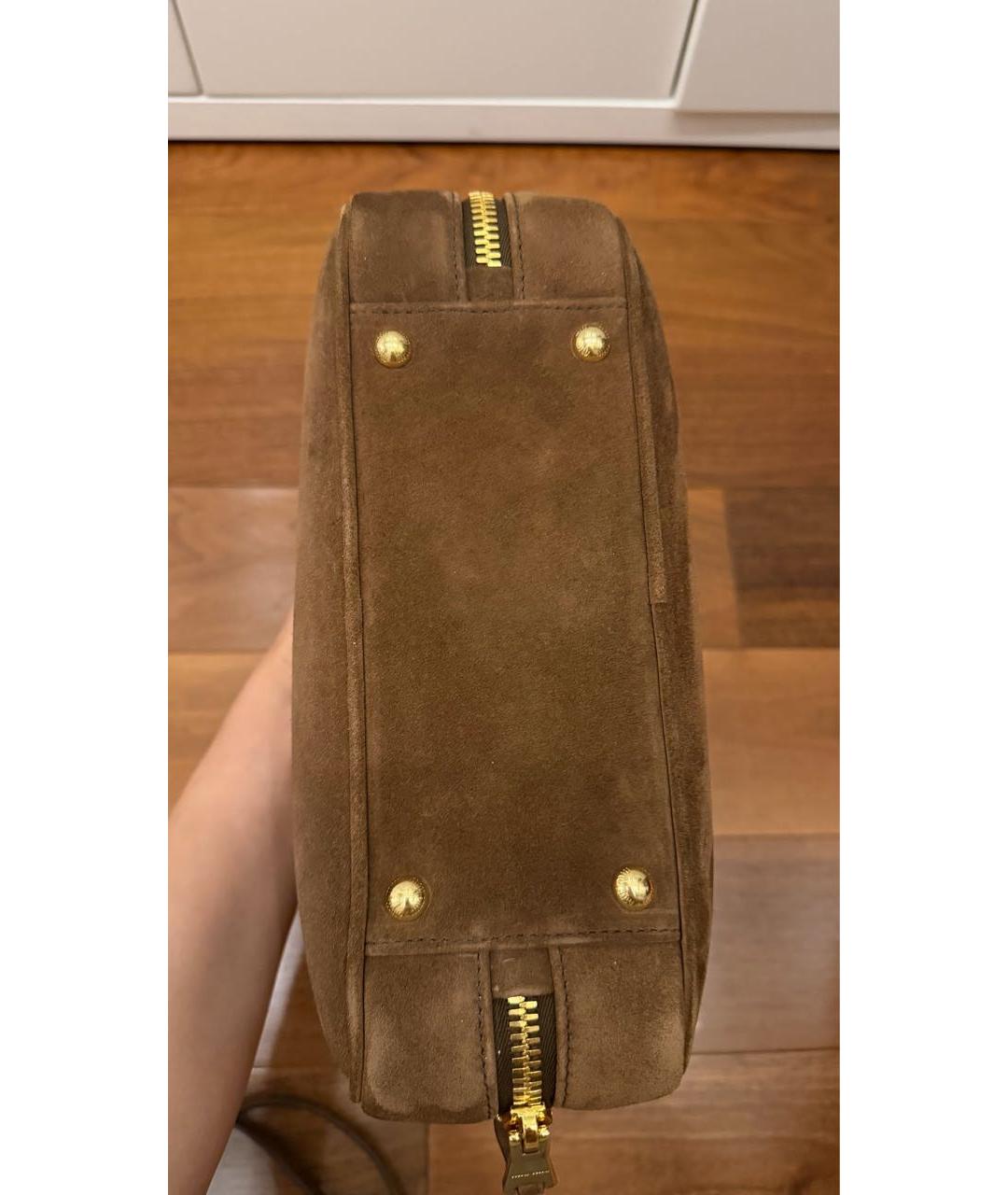 MIU MIU Коричневая замшевая сумка с короткими ручками, фото 3