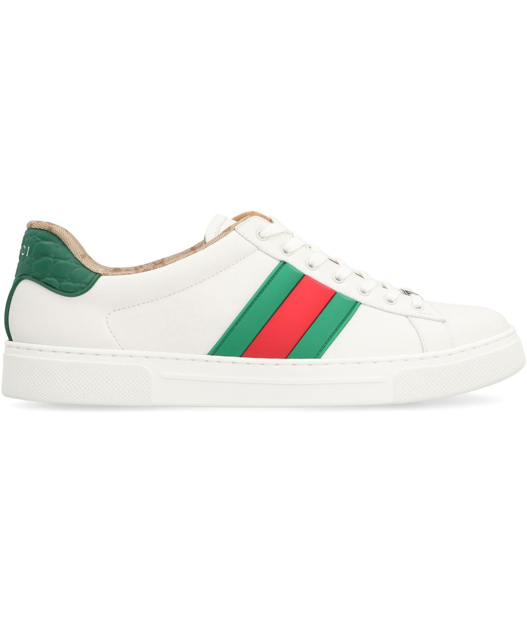 GUCCI Белые кожаные низкие кроссовки / кеды, фото 1