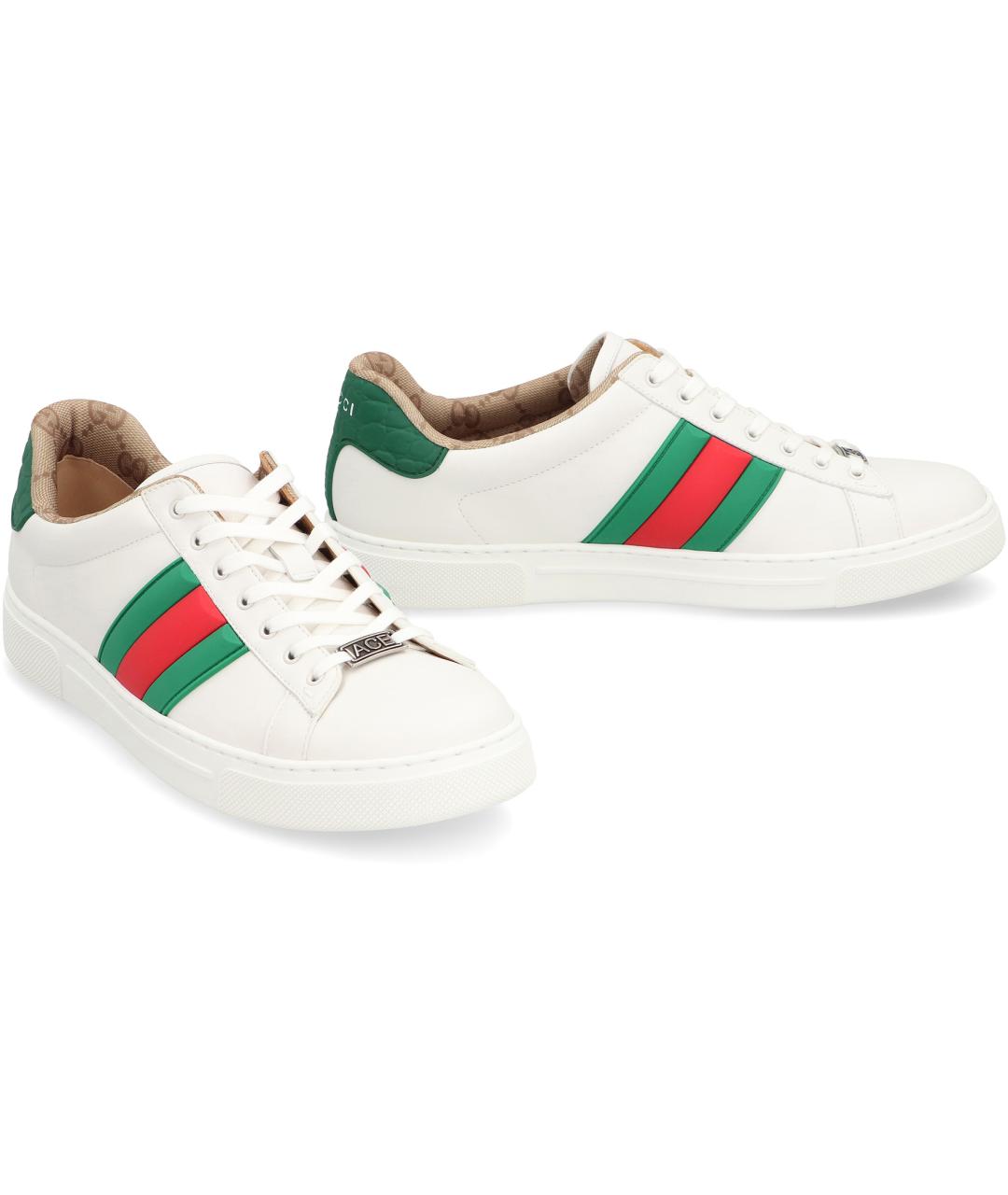 GUCCI Белые кожаные низкие кроссовки / кеды, фото 2