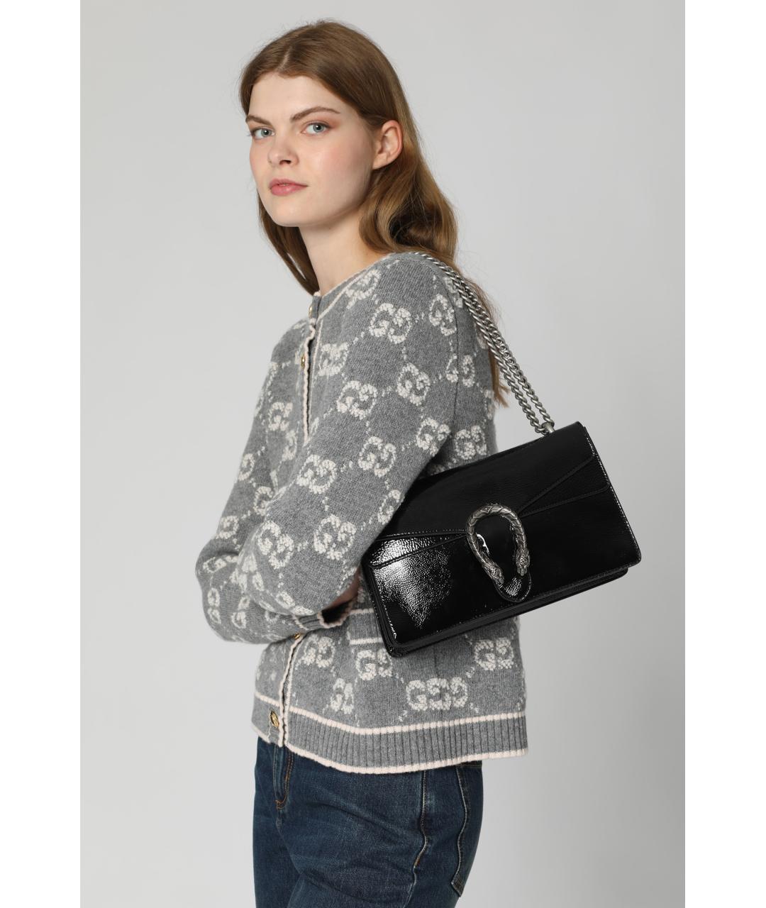 GUCCI Черная кожаная сумка через плечо, фото 5