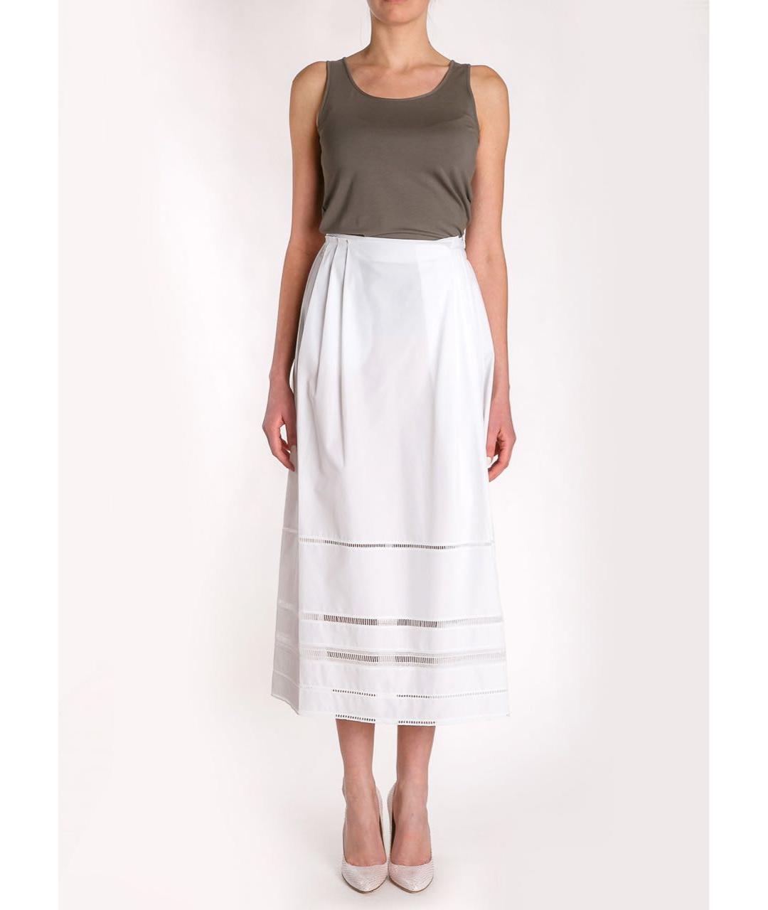 LES COPAINS Белая хлопковая юбка миди, фото 2